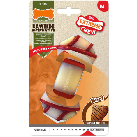 Giocattolo da mordere per cani Nylabone Rawhide Nodo Taglia M Nylon Carne di vitello