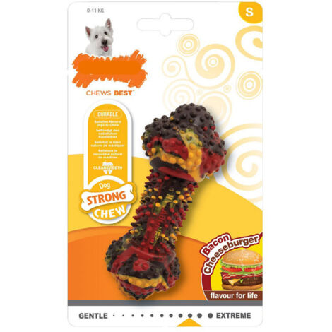 Giocattolo da mordere per cani Nylabone Strong Chew Bacon Formaggio Sandwich, Hamburger Gomma Taglia S
