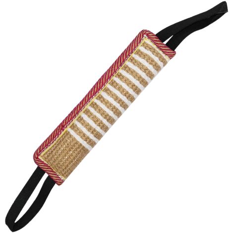 Giocattolo da tirare per cani – Cuscino da morso in iuta – Ottimo per l'addestramento dei cuccioli – Giocattolo interattivo per cani di piccola e media taglia (a strisce, 30 x 8 cm)