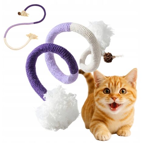 Giocattolo in corda con erba gatta per gatti - 70 cm - naturale, fatto a mano