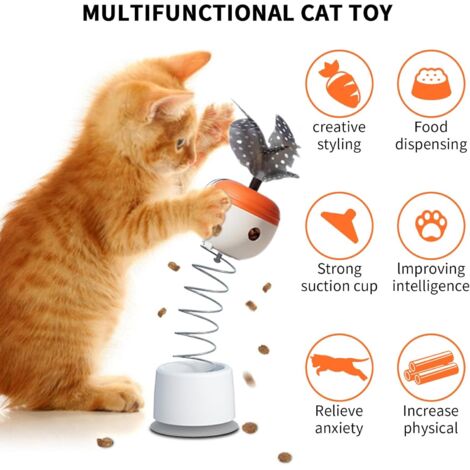 Giocattolo interattivo per gatti con barra stimolante e distributore di cibo per gatti, resistente, atossico e sicuro per il gioco in casa, ottimo per l'esercizio.