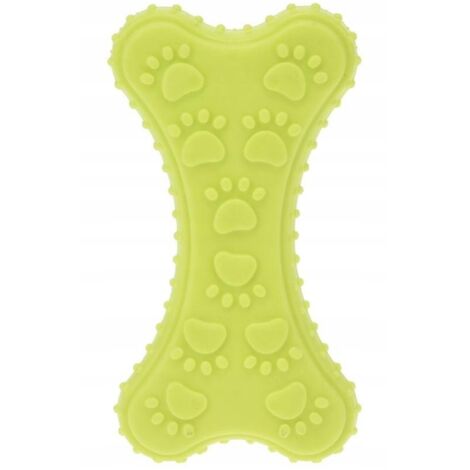 Giocattolo per cani a forma di osso di gomma da 10 cm. Mastica e riporta in un unico gioco.