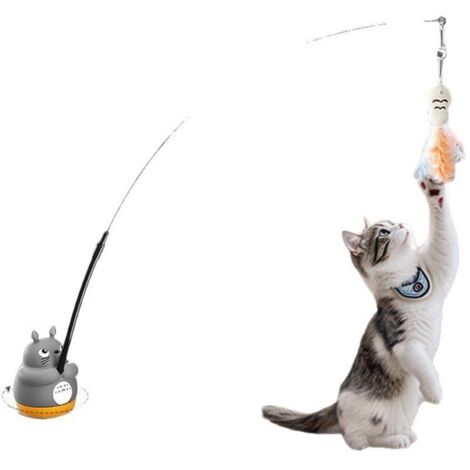Giocattolo per gatti a forma di drago - Bacchetta rotante a 360° per gatti pazzi - Campanello a forma di testa di pesce in filo metallico - Giocattolo rilassante per gatti pazzi - Giocattolo per gatti