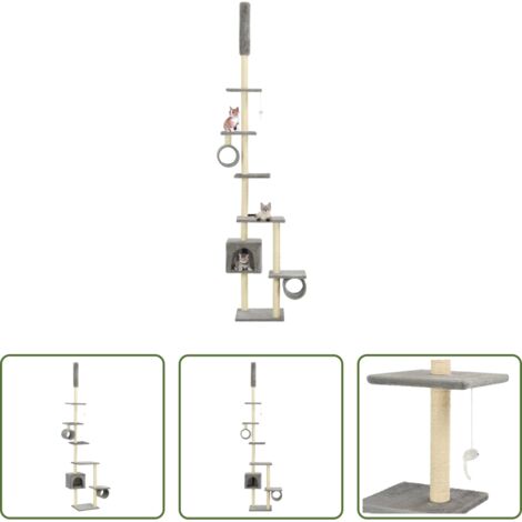 Giocattolo per gatti -  Albero per Gatti con Tiragraffi in Sisal 203 cm Grigio