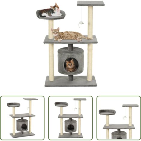 Giocattolo per gatti -  Albero per Gatti con Tiragraffi in Sisal 95 cm Grigio