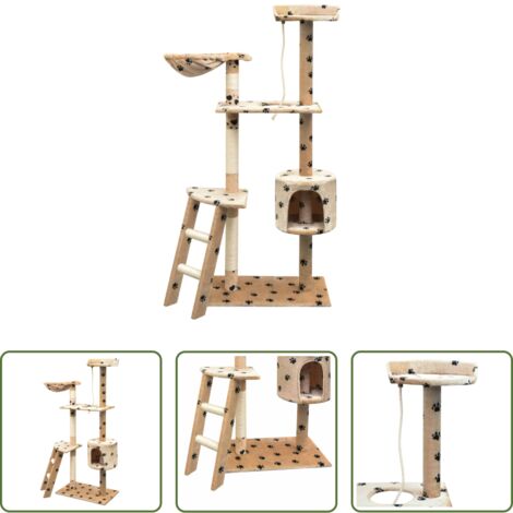 Giocattolo per gatti -  Albero per Gatti Tiragraffi Sisal 150 cm Zampe Stampate Beige