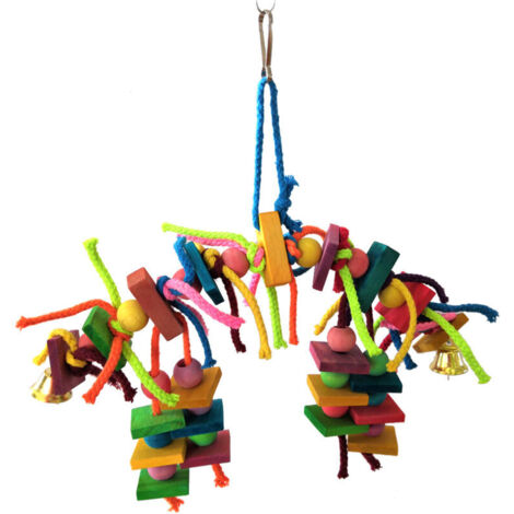 Giocattolo per pappagalli KZQ Bird realizzato con blocchi di legno per pappagalli e uccelli di piccole e medie dimensioni