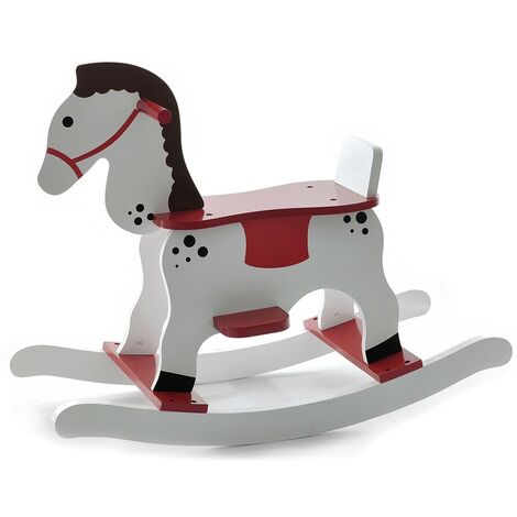 Gioco giocattolo bimba bimbo cavalluccio a dondolo in legno bianco cavalcabile  montabile e smontabile