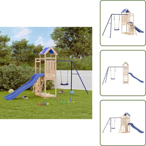 Gioco in legno massello - vidaXL Set da Gioco da Esterno in Legno Massello di Pino - Scivolo per bambini