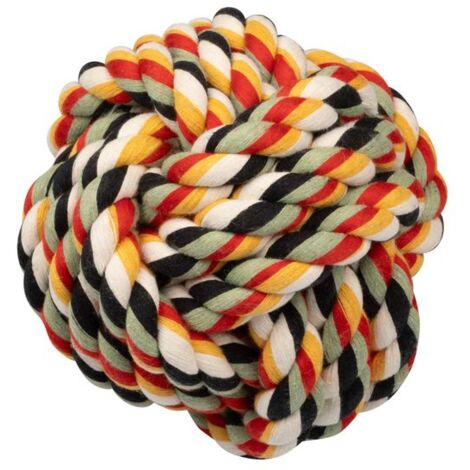 Gioco per cani in corda annodata multicolor a forma di palla 15 cm