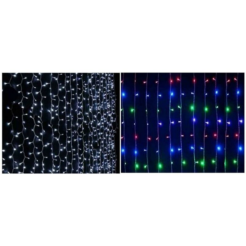 Image of Illuminazione natalizia tenda cambia colore 160 led bianco e multicolore 2 in 1 dimensioni 1,6x1,5m esterno 14518306 - Giocoplast Natale