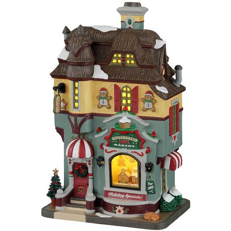 Gioia di Pan di Zenzero, edificio illuminato per villaggio di Natale in porcellana