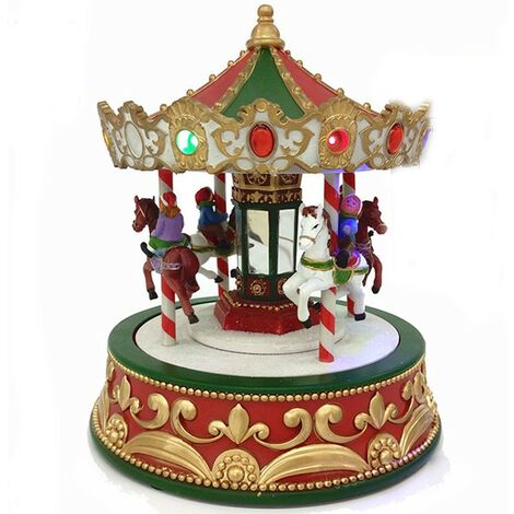 Giostra con cavalli circo di natale per bambini luce suoni e movimento H21 idea regalo addobbi decorazioni natalizia casa