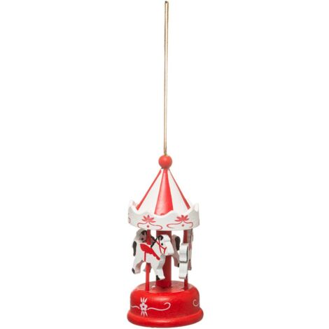 Giostra di legno dell albero di natale rosso - Feeric lights & christmas
