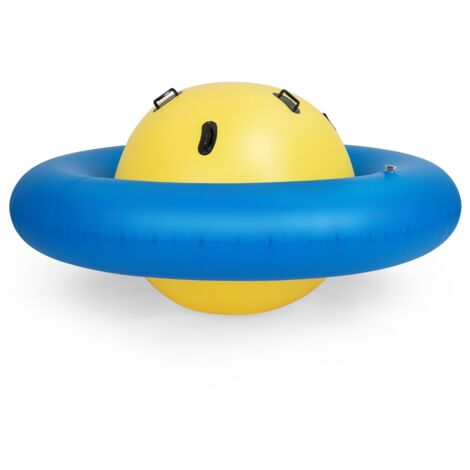 Giostra gonfiabile a pianeta per bambini da 223cm per inclinare, Arrampicarsi e saltare con 6 maniglie incorporate Blu e giallo