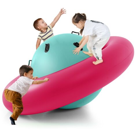 Giostra gonfiabile a pianeta per bambini da 223cm per inclinare, Arrampicarsi e saltare con 6 maniglie incorporate Rosa