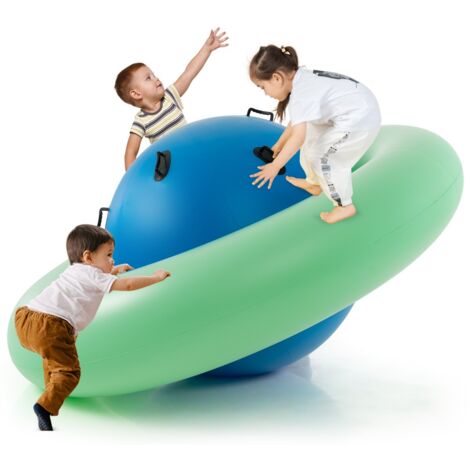 Giostra gonfiabile a pianeta per bambini da 223cm per inclinare, Arrampicarsi e saltare con 6 maniglie incorporate Verde