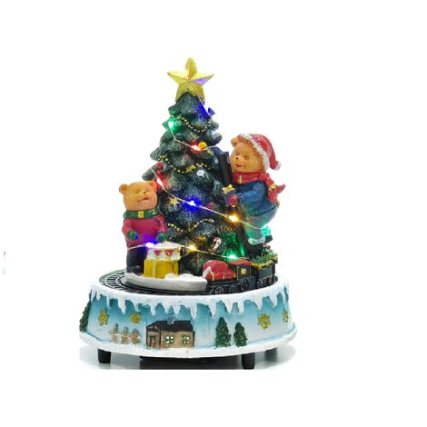 Giostrina albero di natale orsetti trenino in movimento luci musica giostra h21 decorazioni natalizie idea regalo collezione