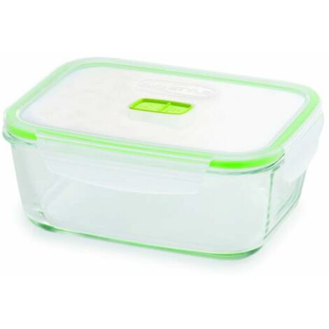 GIO'STYLE Contenitore per Alimenti in Vetro - 1,5L - Chiusura Ermetica - Rettangolare - Made in Italy - Adatto a Frigorifero, Freezer, Microonde - Linea 2 in 1 Vetro