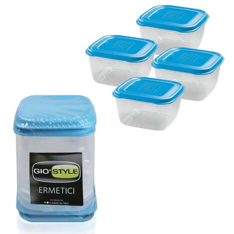 Giostyle Contenitori Plastica - Blu e Trasparente - 0,25L 10x10x6 cm 4pz