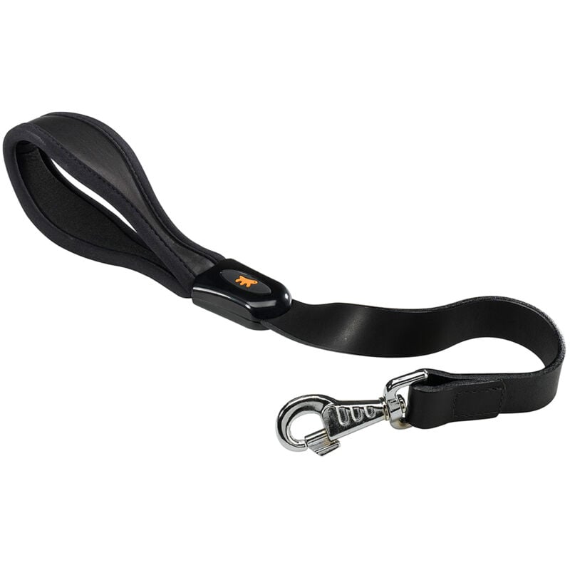 Giotto black gm 25/60 Laisse courte en cuir véritable avec poignée ergonomique. Couleur noir.. Variante GM25/60 - Misure: 25 mm x l 60 cm - Noir