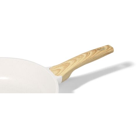 GiPP Poêle à Frire Antiadhésive en Céramique – Poêle Saine et Non Toxique, Compatible Induction, Sans PFAS ni PFOA, Passe au Lave-Vaisselle(Blanchâtre,24CM)