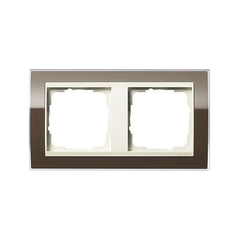 GIRA 0212761 CADRE DE FINITION 2 POSTES POUR BLANC CRME EVENT CLAIR MARRON