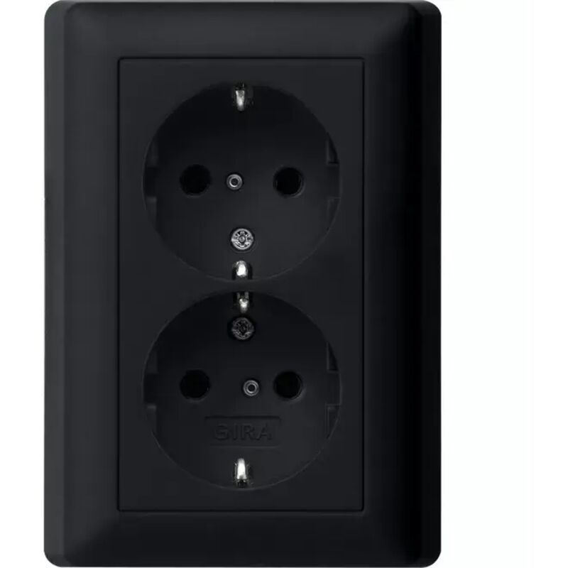 Gira 2f-schuko-steckd. Sp + Vollpl. System 55 Schwarz M 0783005