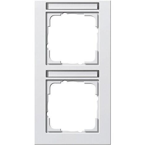 GIRA 110222 CADRE DE RECOUVREMENT 2  GANG AVEC L'ESPACE DE MARQUAGE PERPENDICULAIRE GIRA E2, PURE BLANC MAT