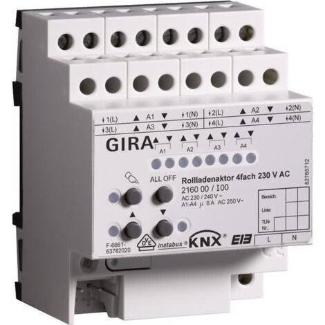 GIRA 216000 ROLLLADENAKTOR 4FACH 230V AC KNX/EIB REG