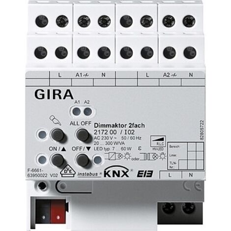 GIRA 217200 UNIVERSAL-DIMMAKTOR 2FACH 2X300 W KNX/EIB REG