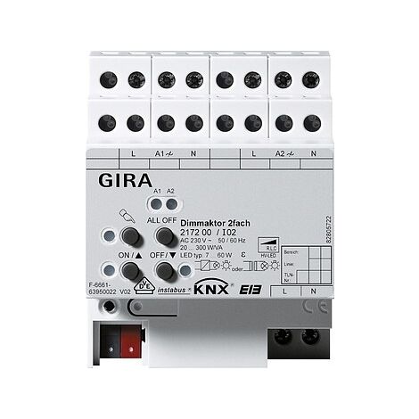 GIRA 217200 UNIVERSAL-DIMMAKTOR 2FACH 2X300 W KNX/EIB REG