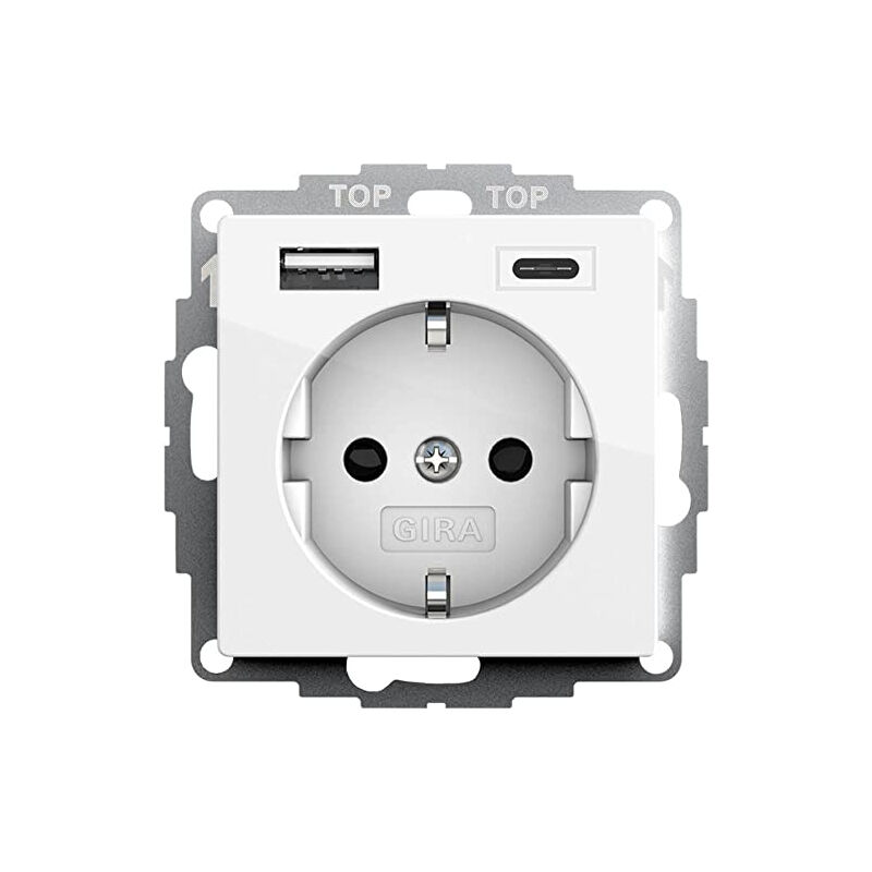 245903 prise de courant schuko usb avec protection contre les contacts 2 prises type a (MAX.2,4 a) type c (MAX.3A) system 5 - Gira