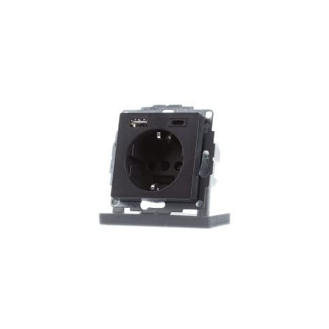 GIRA 245928 PRISE DE COURANT SCHUKO AVEC 2 PRISES TYPE A (MAX.2,4 A) TYPE C (MAX.3A) SYSTEM 55 ANTHRACITE UP PRISE MURALE ENCAST