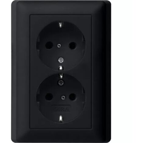Gira 2f-SCHUKO-Steckd. SP + Vollpl. System 55 Schwarz m 0783005