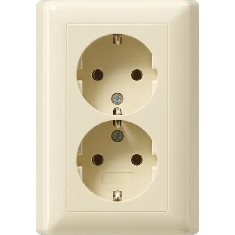 Gira 2f-schuko Vollpl. O.kr. Stk Standard 55 Cremeweiß [078801], 0788 01