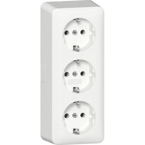 Gira 3f-SCHUKO-Steckd. + Montagepl. AP Reinweiß [478913], 4789 13