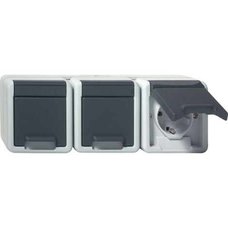 Gira 3f-SCHUKO-Steckd. waager. KD WG AP Grau [478930], 4789 30