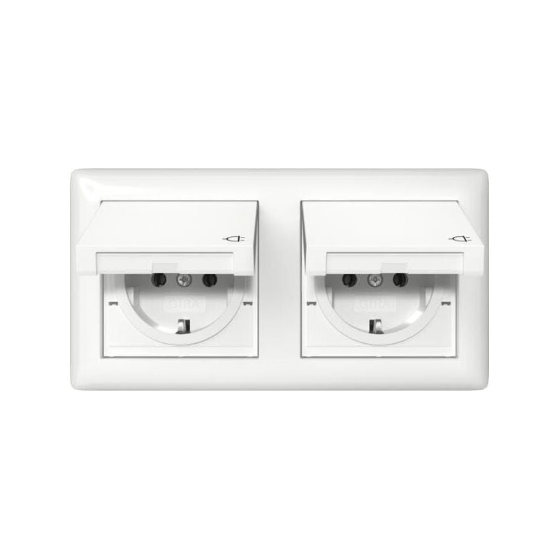 Gira - 415803 prise double avec cadre et couvercle à charnière IP44