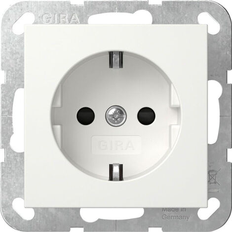 GIRA 445327 SYSTÈME 55 PRISE DE COURANT AVEC PROTECTION DE CONTACT ÉLEVÉE BLANC SATINÉ