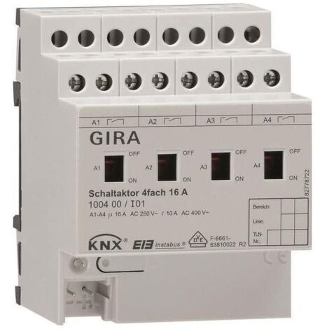 Gira Actionneur de commutation 4f 16 A Manuel KNX REG [100400], 1004 00