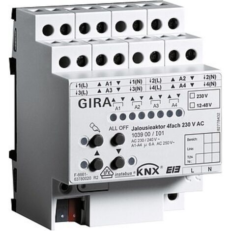 Gira Actionneur de store 4f AC 230 V Manuel KNX REG [103900], 1039 00