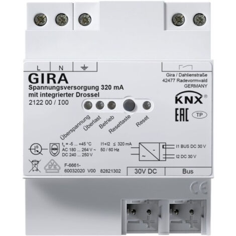 Gira Alimentation électrique 320 mA Self OneKNX REG [212200], 2122 00