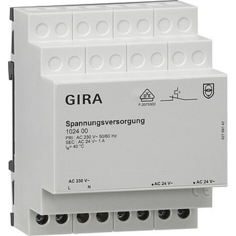 Gira Alimentation électrique AC 24 V 1 A REG Accessoire [102400], 1024 00