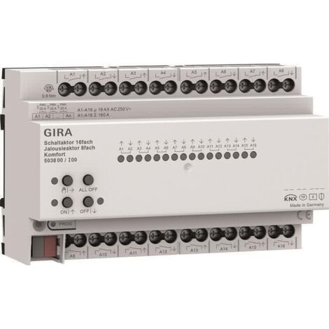 Gira Attuatore commutaz./tapparelle 16f/8f 16 A REG Kmf KNX Secure [503800], 5038 00