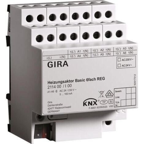 Gira Attuatore riscaldamento Basic 6f KNX REG [211400], 2114 00