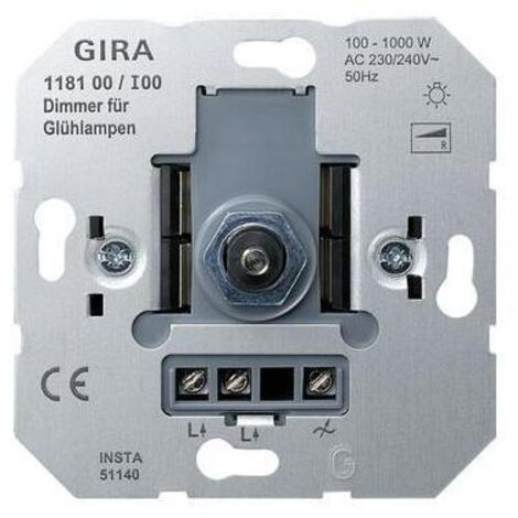 Gira Dimmer Dreh/Druckkn uni 100-1000W Einsatz 118100 UP
