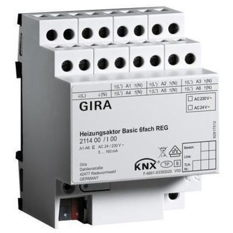 Gira Heizungsaktor 6f basic KNX REG 211400