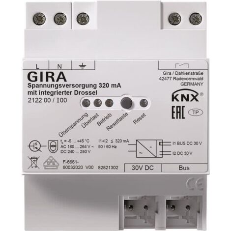Gira KNX-Spannungsversorgung 320mA Drossel REG 212200 (212200)