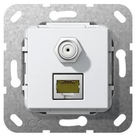 Gira MJ RJ45 Cat.6A 10 Gbit SAT-F-Buchse Kpl. Einsatz Reinweiß 569703